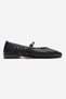 Yevora Black Knitted Genuine Leather Strap Women's Ballerina Shoes - 4