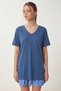 V-Neck Slit Viscose T-Shirt Lrn0039 Cobalt Blue - 4
