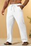 . Men's 100% Cotton Muslin Linen Blend Comfortable Ultra Light Indoor/Outdoor Linen Trousers