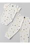 2-Piece Bee Patterned Cotton Unisex Baby Short Sleeve Bodysuit and Pants Set - 2