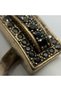 Bronze Vintage Women's Ring Authentic Jewelry Margazite Inlaid Rectangular Adjustable - 4