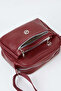 Women's Fulya Claret Red 4-Compartment Adjustable Strap Zipper Closure Handbag and Shoulder Bag - 2