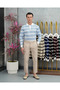 Cotton Lycra Slim Fit Knitted Horizontal Pattern Collar Stripe Detailed Polo Collar Sweater - 6
