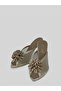 Devina Women's Floral Buckle Detailed Satin Heeled Slippers 10 cm - 3