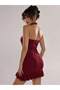Burgundy Ruffle Detailed Women's Dress - 2
