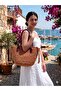 Straw Bag Straw Beach Bag Rope-Strapped Lined Strap Handle Beach Bag Bottom:28 cm Top:40 cm Length:23 cm - 3