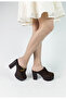 Brown Suede Thick Heel High Platform Sole Women's Slippers Thick Heel Slippers - 3
