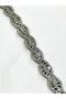 Knitted Patterned Square and Crystal Stone Embroidered / Sewn Strip / 1 Meter / At275 Silver White