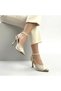 (Pine Cone) Lace Detailed Closed Toe Women's Evening Dress Shoes White - 4