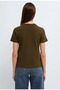 M1614317 Written T-Shirt Women's T-Shirt Khaki - 6