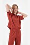 Women's Muslin Buttoned Short Sleeve Shirt Collar Pajama Set - 2