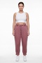 Women's Burgundy Summer Trousers with Elastic Waist and Leg Detail