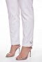 Women's White Summer Slim Trousers with Belt and Embroidery Detail - 3