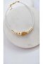 Natural Stone Detailed Ecru Anklet