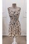 Women's Short Jersey Dress with Rope Straps, Gathered Collar and Elastic Waist - 7