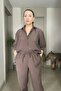 Comfortable Fit Carrot Model Cuffed Pants Shirt Set - 6