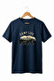 Unisex Camp Life Premium Basic T-Shirt for Nature Enthusiasts with Bear Figure and Mountain View