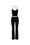Women's Rope Strap Crop Blouse and High Waist Stretchy Wide Leg Pants Two Piece Set - 3