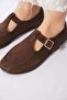 Kelames küt women's ballet flats with buckle detail and stitching - coffee suede - 4