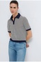 M1614310 Striped Polo Neck T-Shirt Women's T-Shirt Dark Blue - 2