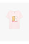 Cotton Teddy Bear Printed Short Sleeve Crew Neck Camisole T-Shirt - 4