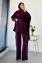 Premium Bat Sleeve Cape Double Suit – Plum - 2