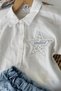 My Little Girl's Star Embroidery Detailed Denim Shorts Skirted Girl's Set - Light Blue - 2