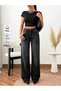 Women's Black High Waist Wide Leg Denim Jean Pants