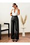 Black High Waist Wide Leg Faux Leather Trousers - 3