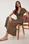 Tie-Detail Modal Blouse Skirt Set Lgx0008 Khaki - 2