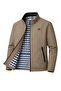 Dark Cream Men's Cotton Polyester Blended Bonded Fabric Water and Wind Resistant Seasonal & Summer Coat - 3