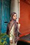 Allure Tulip Patterned Shawl - Dark Dusty Rose-Grey - 2