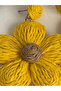 Yellow Brown Flower Straw Earrings (7 cm) - 2
