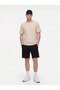 Cut-Out Round Neck Pique Cream T-Shirt