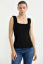 Thick Strap Basic Knitwear Undershirt - Black