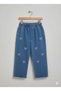 Girl's Denim Trousers with Pink Ribbon Detail and Elastic Waist - 3