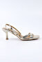 Genuine Leather Gold Heeled Women's Sandals - Rgn5142