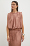 Pleated sleeveless crop blouse