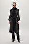 Hooded Belt Detailed Giy Çık Black/Beige 0221