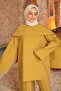 Oil Green Shawl Detailed Tunic and Trousers Set - 3