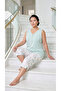 26526 100% Cotton Women's Capri Set Bermuda Set Flower Patterned Large Size Tank Top Capri Set