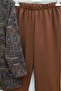 Top with Buttons, Pockets, Belt, Patterned Pants Dabıl Set - Tan - 5