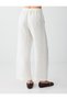White 100% Linen Wide-Leg Lace-Up High-Waist Trousers - 7