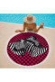 Red Checkerboard Background Zebra Patterned 150 cm Round Beach Towel - 2