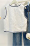 Women's White Floral Embroidered Lined Cotton Vest - 2
