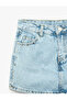 Cotton Pocketed Jean Shorts Skirt with Staple Detail - 5