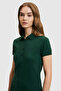 Women's Dark Green Polo Collar Basic T-Shirt 50323461-Vr101 - 2