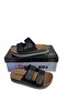 Black Velcro Sole Embroidered Soft Orthopedic Daily Slippers - 3