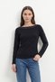 Black Boat Neck Blouse with Stone Detail 8283