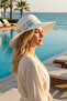Women's Summer Hat with Scarf Detail - 2